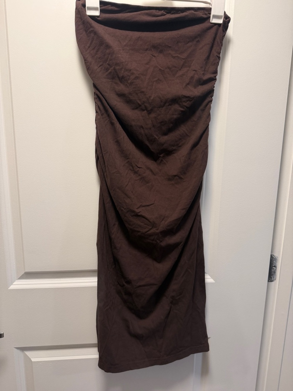 Women’s Brown Midi Dress - Classic Strapless Style